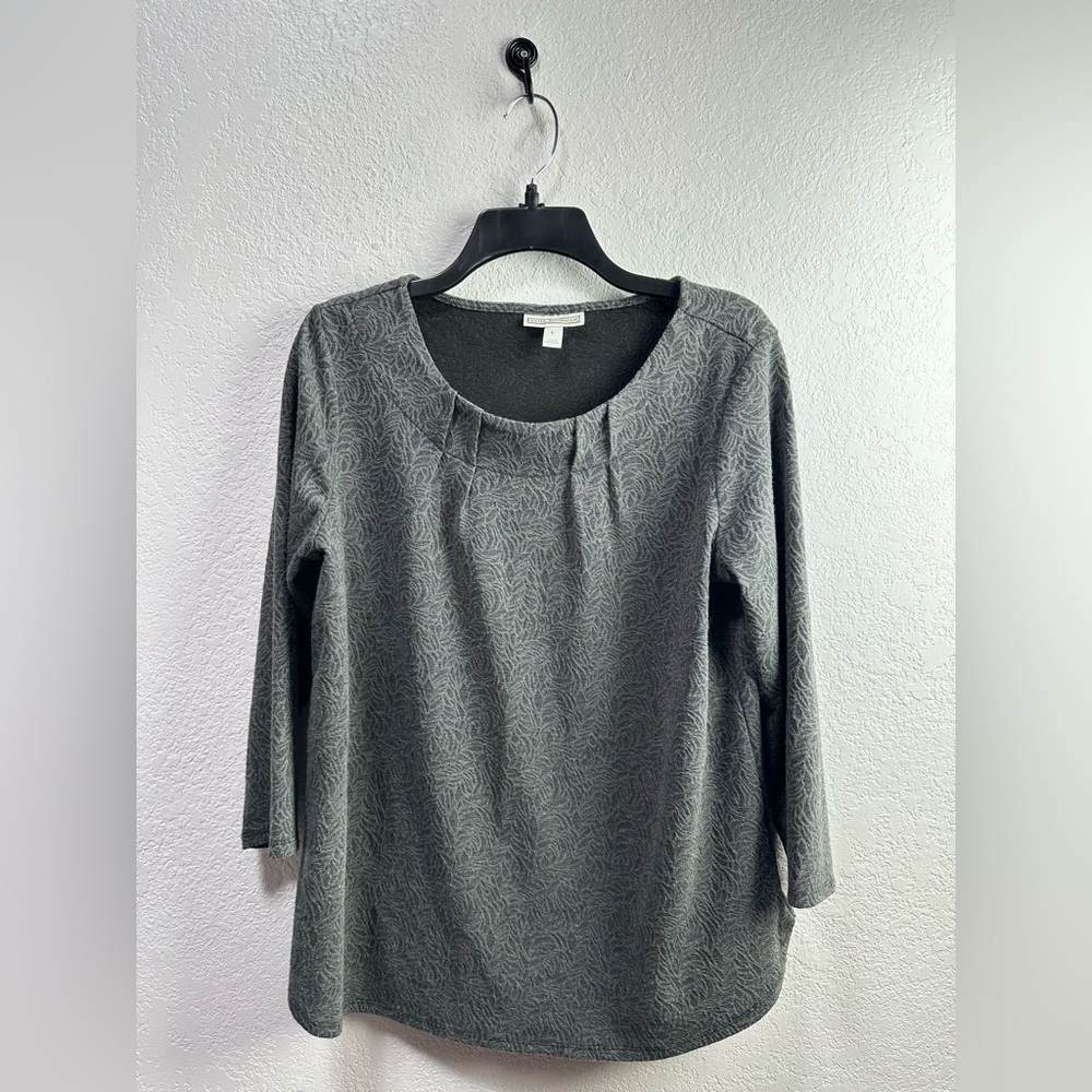 Dana Buchman Charcoal Patterned Blouse Size L